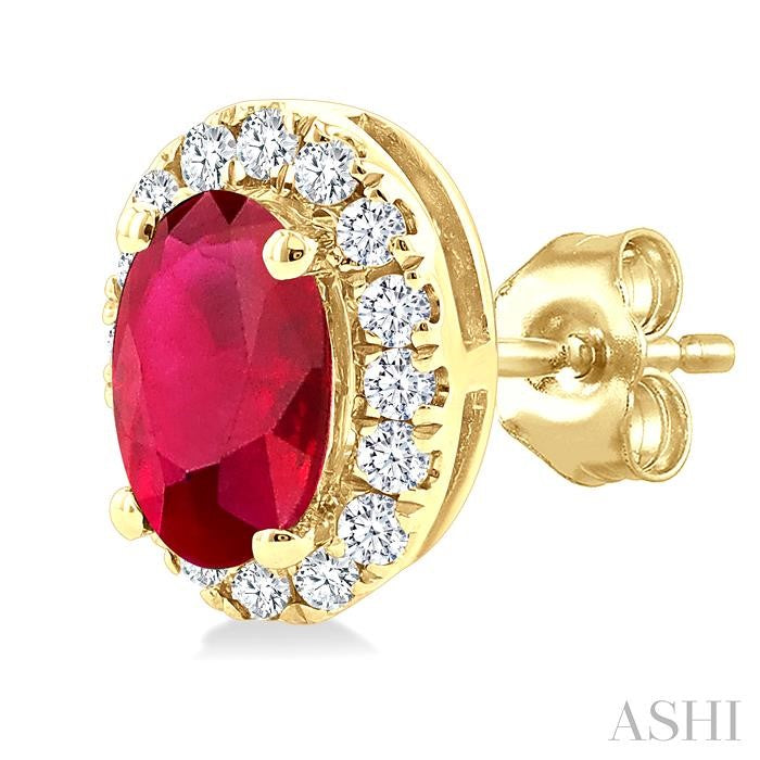 ASHI Oval Shape Gemstone & Halo Diamond Earrings 58698PPTSERRBYG-OV