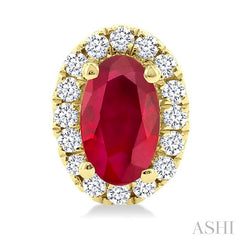 ASHI Oval Shape Gemstone & Halo Diamond Earrings 58698PPTSERRBYG-OV