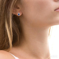 ASHI Oval Shape Gemstone & Halo Diamond Earrings 58698PPTSERSPWG-OV