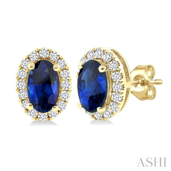 ASHI Oval Shape Gemstone & Halo Diamond Earrings 58698PPTSERSPYG-OV