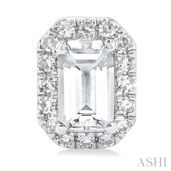 ASHI Emerald Shape Gemstone & Halo Diamond Earrings 58698PPTSERWTWG-OC