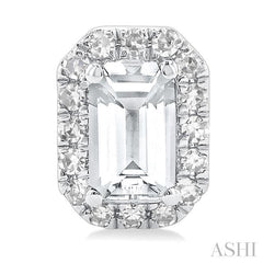 ASHI Emerald Shape Gemstone & Halo Diamond Earrings 58698PPTSERWTWG-OC