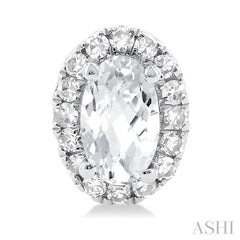 ASHI Oval Shape Gemstone & Halo Diamond Earrings 58698PPTSERWTWG-OV