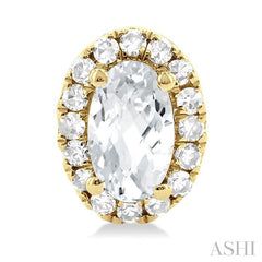 ASHI Oval Shape Gemstone & Halo Diamond Earrings 58698PPTSERWTYG-OV