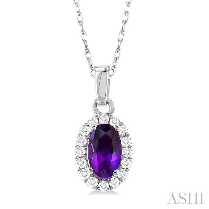 ASHI Oval Shape Gemstone & Halo Diamond Pendant 58699PPFSPDAMWG-OV