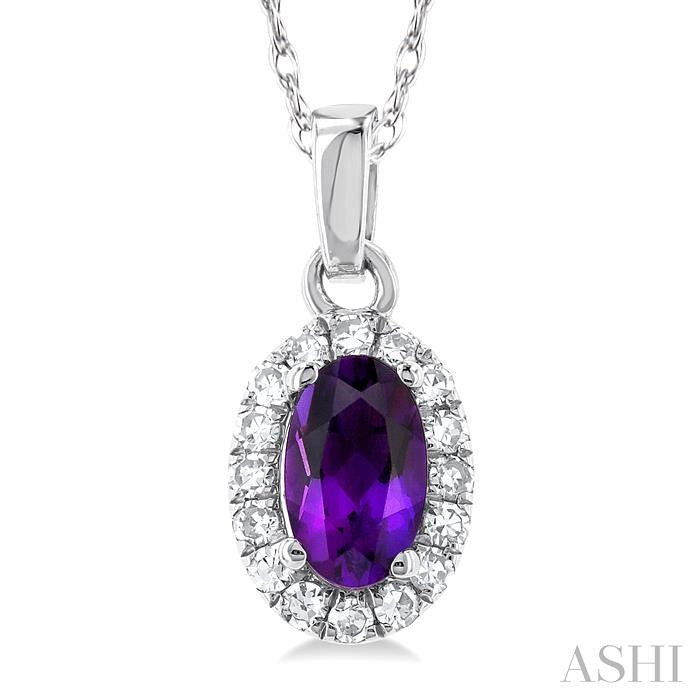 ASHI Oval Shape Gemstone & Halo Diamond Pendant 58699PPFSPDAMWG-OV