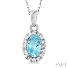 ASHI Oval Shape Gemstone & Halo Diamond Pendant 58699PPFSPDAQWG-OV