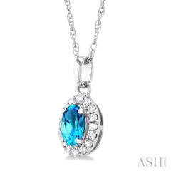ASHI Oval Shape Gemstone & Halo Diamond Pendant 58699PPFSPDBTWG-OV