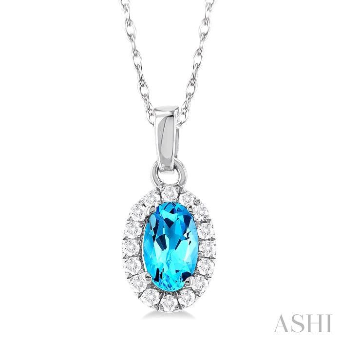 ASHI Oval Shape Gemstone & Halo Diamond Pendant 58699PPFSPDBTWG-OV