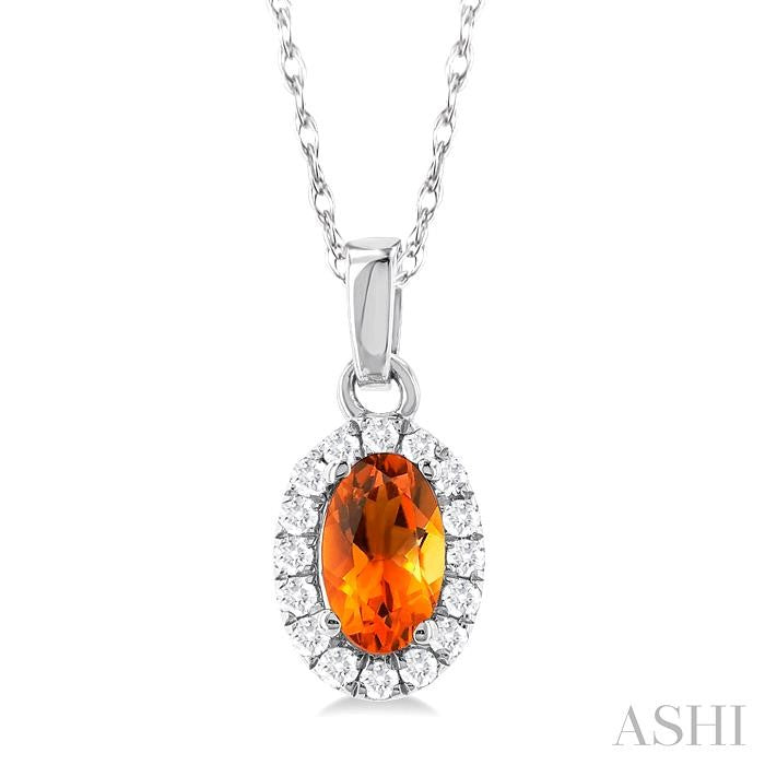 ASHI Oval Shape Gemstone & Halo Diamond Pendant 58699PPFSPDCTWG-OV