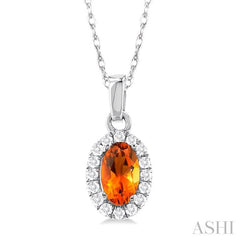 ASHI Oval Shape Gemstone & Halo Diamond Pendant 58699PPFSPDCTWG-OV
