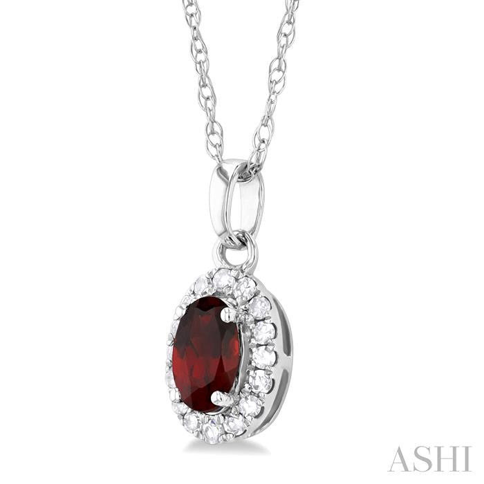 ASHI Oval Shape Gemstone & Halo Diamond Pendant 58699PPFSPDGTWG-OV