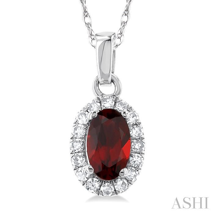 ASHI Oval Shape Gemstone & Halo Diamond Pendant 58699PPFSPDGTWG-OV