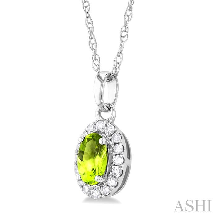 ASHI Oval Shape Gemstone & Halo Diamond Pendant 58699PPFSPDPEWG-OV