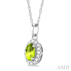 ASHI Oval Shape Gemstone & Halo Diamond Pendant 58699PPFSPDPEWG-OV