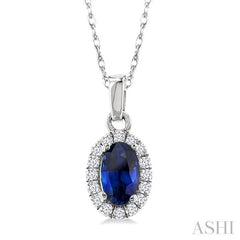 ASHI Oval Shape Gemstone & Halo Diamond Pendant 58699PPFSPDSPWG-OV