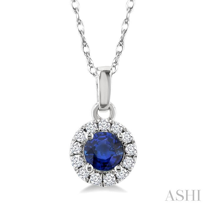 ASHI Round Shape Gemstone & Halo Diamond Pendant 58699PPFSPDSPWG-RD