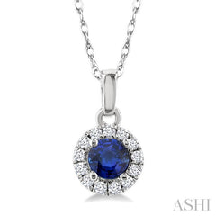 ASHI Round Shape Gemstone & Halo Diamond Pendant 58699PPFSPDSPWG-RD