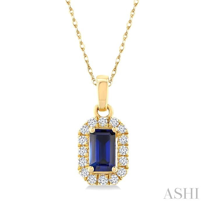 ASHI Emerald Shape Gemstone & Halo Diamond Pendant 58699PPFSPDSPYG-OC