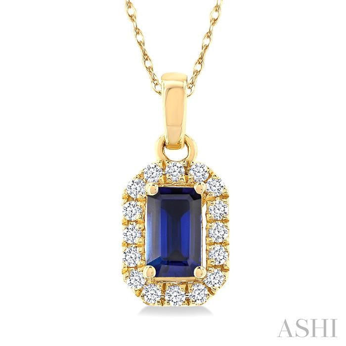 ASHI Emerald Shape Gemstone & Halo Diamond Pendant 58699PPFSPDSPYG-OC