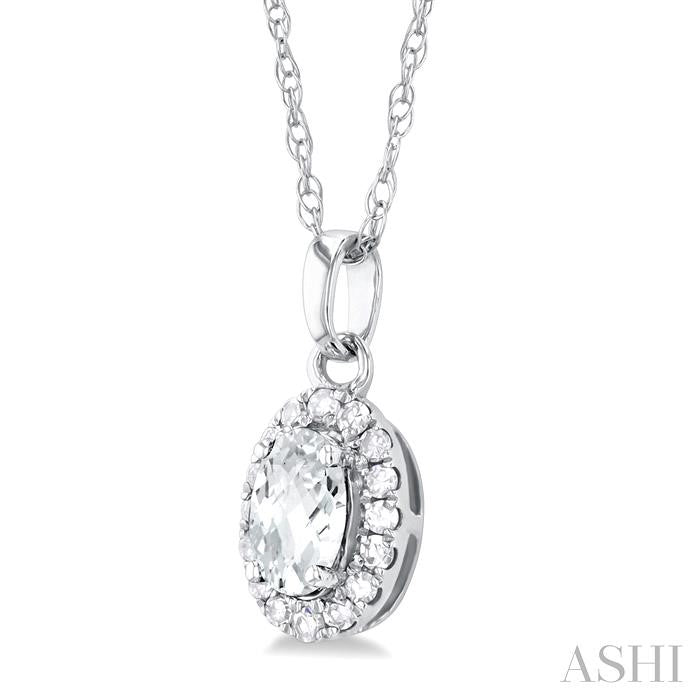 ASHI Oval Shape Gemstone & Halo Diamond Pendant 58699PPFSPDWTWG-OV
