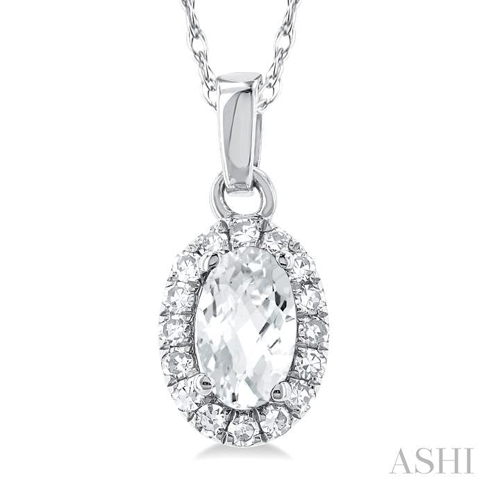 ASHI Oval Shape Gemstone & Halo Diamond Pendant 58699PPFSPDWTWG-OV