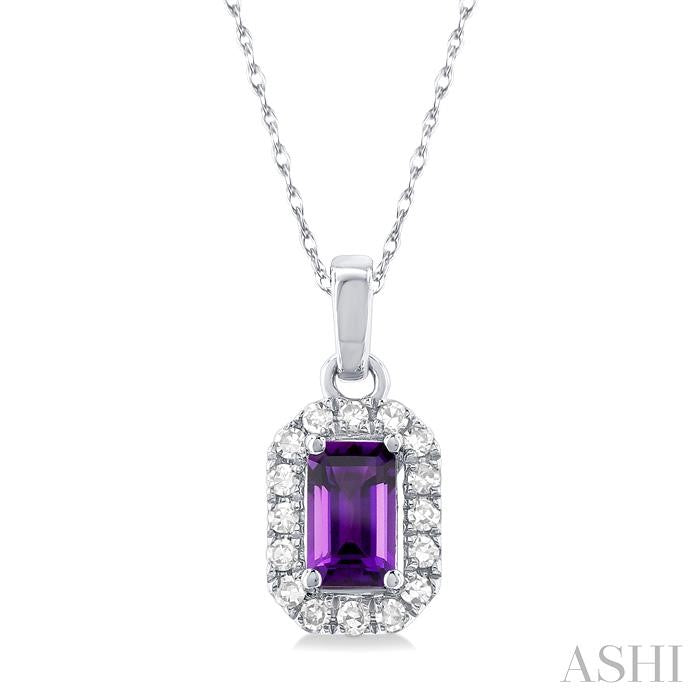 ASHI Emerald Shape Gemstone & Halo Diamond Pendant 58699PPTSPDAMWG-OC