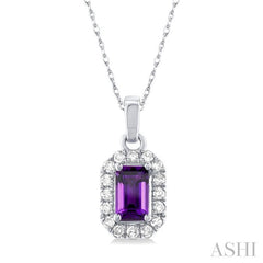 ASHI Emerald Shape Gemstone & Halo Diamond Pendant 58699PPTSPDAMWG-OC