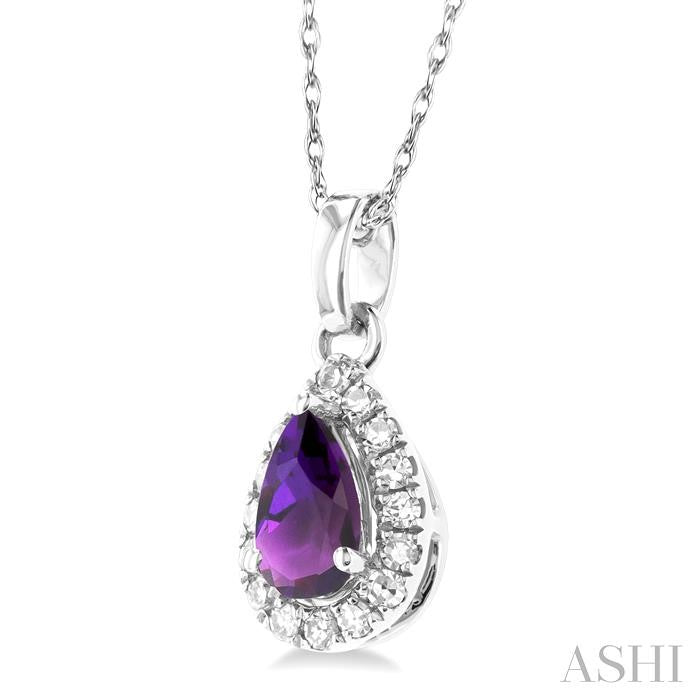 ASHI Pear Shape Gemstone & Halo Diamond Pendant 58699PPTSPDAMWG-PR