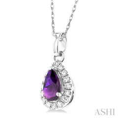 ASHI Pear Shape Gemstone & Halo Diamond Pendant 58699PPTSPDAMWG-PR