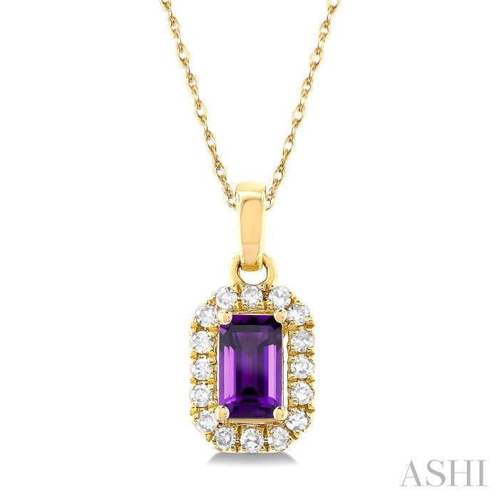 ASHI Emerald Shape Gemstone & Halo Diamond Pendant 58699PPTSPDAMYG-OC