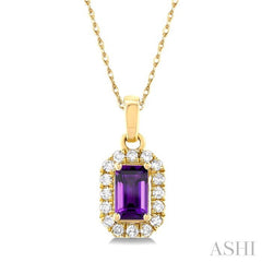 ASHI Emerald Shape Gemstone & Halo Diamond Pendant 58699PPTSPDAMYG-OC