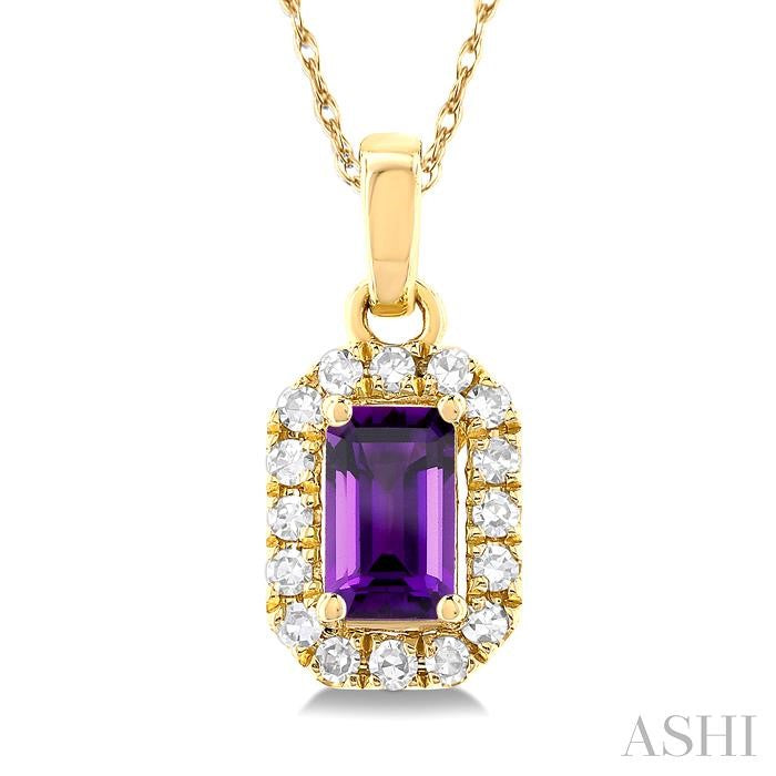 ASHI Emerald Shape Gemstone & Halo Diamond Pendant 58699PPTSPDAMYG-OC