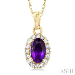 ASHI Oval Shape Gemstone & Halo Diamond Pendant 58699PPTSPDAMYG-OV
