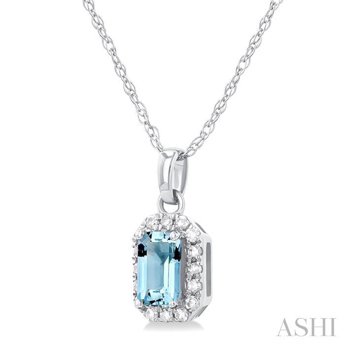 ASHI Emerald Shape Gemstone & Halo Diamond Pendant 58699PPTSPDAQWG-OC