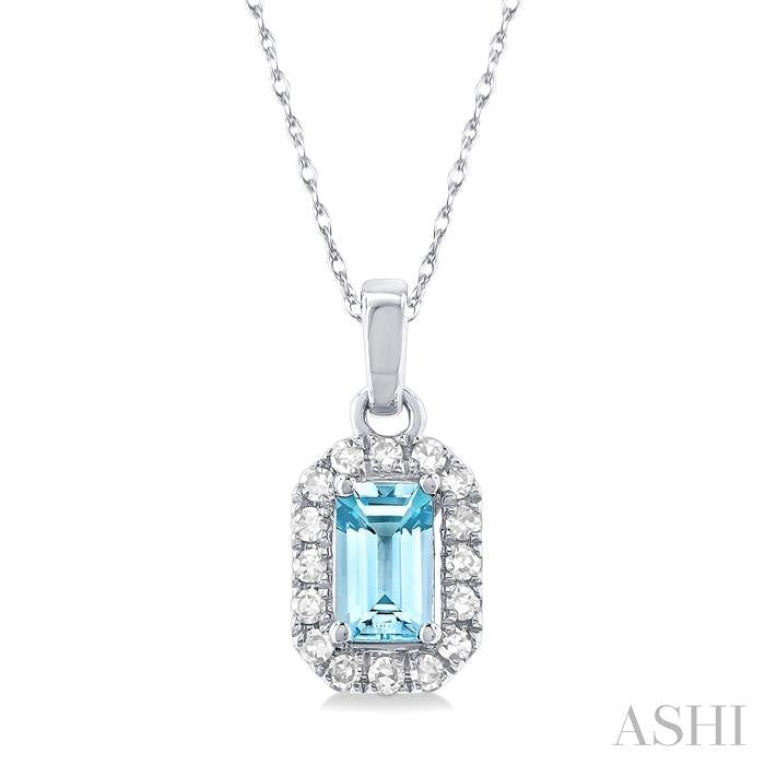 ASHI Emerald Shape Gemstone & Halo Diamond Pendant 58699PPTSPDAQWG-OC