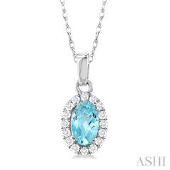 ASHI Oval Shape Gemstone & Halo Diamond Pendant 58699PPTSPDAQWG-OV