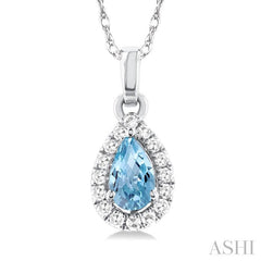 ASHI Pear Shape Gemstone & Halo Diamond Pendant 58699PPTSPDAQWG-PR