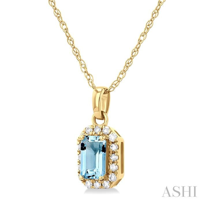 ASHI Emerald Shape Gemstone & Halo Diamond Pendant 58699PPTSPDAQYG-OC