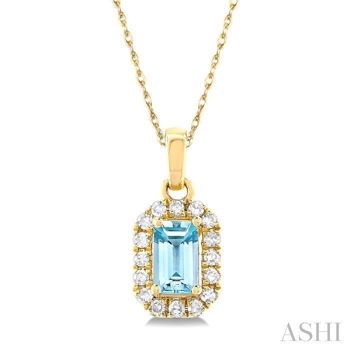 ASHI Emerald Shape Gemstone & Halo Diamond Pendant 58699PPTSPDAQYG-OC