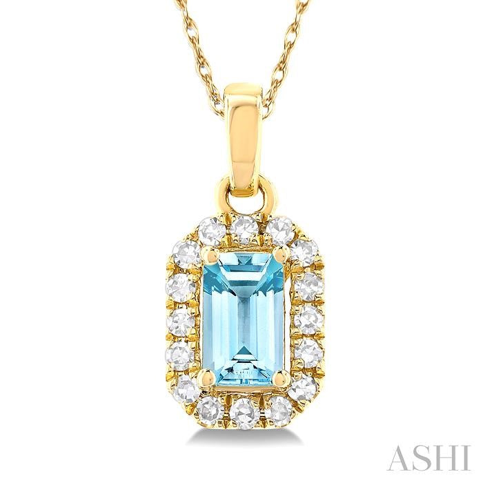 ASHI Emerald Shape Gemstone & Halo Diamond Pendant 58699PPTSPDAQYG-OC