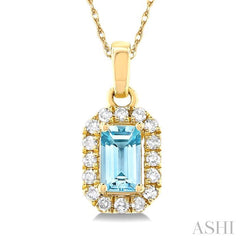 ASHI Emerald Shape Gemstone & Halo Diamond Pendant 58699PPTSPDAQYG-OC