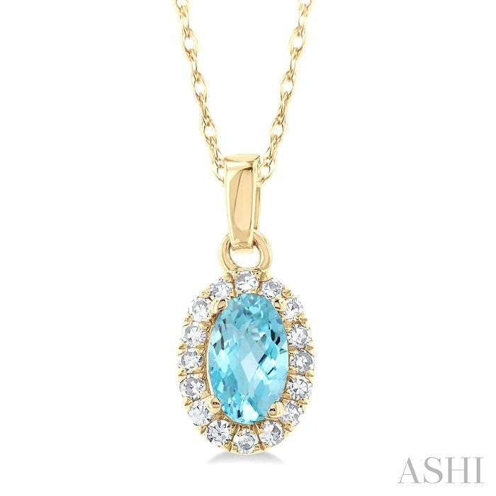 ASHI Oval Shape Gemstone & Halo Diamond Pendant 58699PPTSPDAQYG-OV