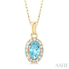 ASHI Oval Shape Gemstone & Halo Diamond Pendant 58699PPTSPDAQYG-OV