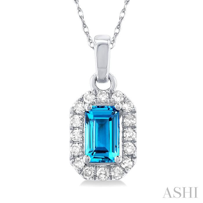 ASHI Emerald Shape Gemstone & Halo Diamond Pendant 58699PPTSPDBTWG-OC