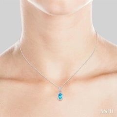 ASHI Oval Shape Gemstone & Halo Diamond Pendant 58699PPTSPDBTWG-OV