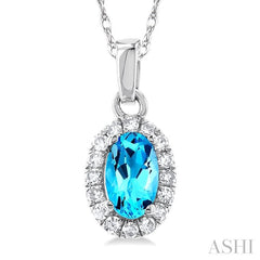 ASHI Oval Shape Gemstone & Halo Diamond Pendant 58699PPTSPDBTWG-OV