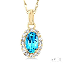 ASHI Oval Shape Gemstone & Halo Diamond Pendant 58699PPTSPDBTYG-OV