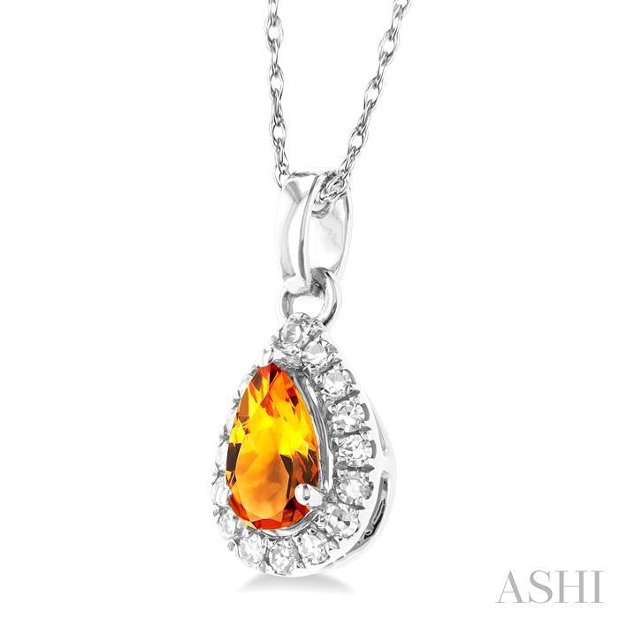 ASHI Pear Shape Gemstone & Halo Diamond Pendant 58699PPTSPDCTWG-PR
