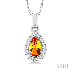 ASHI Pear Shape Gemstone & Halo Diamond Pendant 58699PPTSPDCTWG-PR